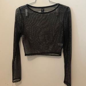 Glitter mesh crop top